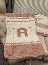 Load image into Gallery viewer, chunky knit blanket with initials
