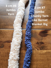 Load image into Gallery viewer, Jumbo yarn#8 compared to Jumbo Chunky yarn#7
