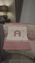 Load and play video in Gallery viewer, Chunky Blanket with Initial using Loom
